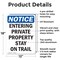 Signmission Entering Private Property Stay On Trail OSHA Notice Sign, Aluminum, 12in W x 18in L, 2PK OS-2PACK-NS-A-1218-V-12091 - alternate 2